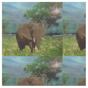 Tecido Elefante Um Dia Na África,