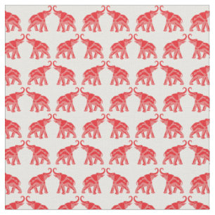 Tecido Elefante vermelho afortunado