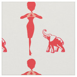 Tecido Elefante vermelho afortunado