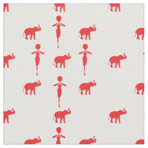 Tecido Elefante Vermelho Sortudo