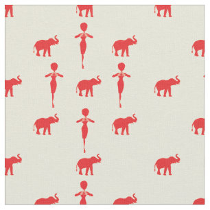 Tecido Elefante Vermelho Sortudo