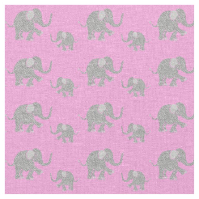 Tecido Elefantes cinzentos bonitos do bebê no rosa (Detalhe)