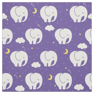 Tecido Elefantes de bebês com sono, bonitos, sobre o fund