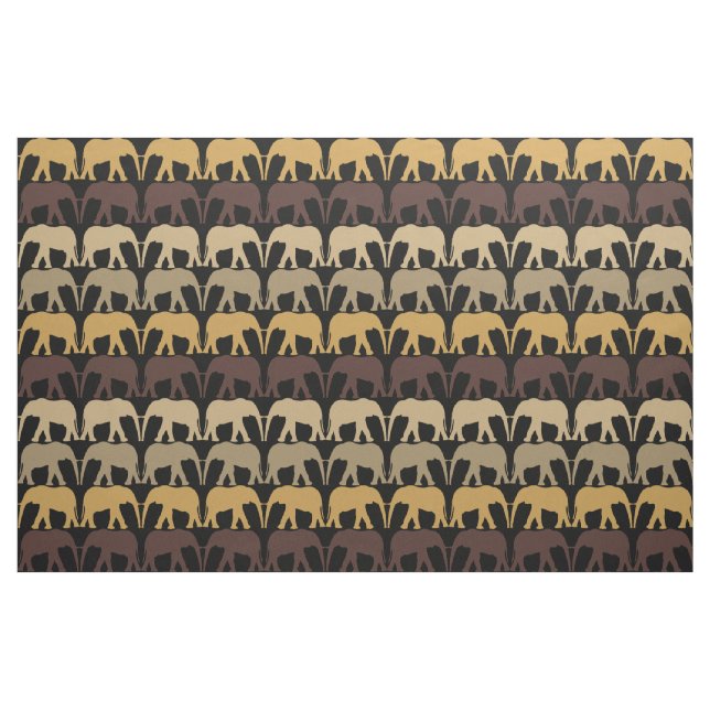 Tecido Elefantes Padrão Em Preto (Fat Quarter)