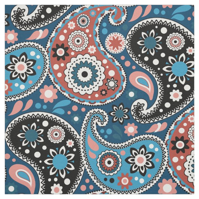 Tecido Elegância de Paisley Boêmia Azul Rich (Modelo)