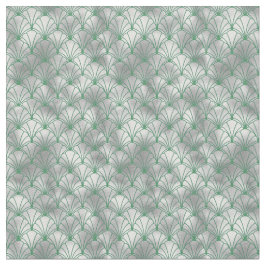 Tecido Elegante Art Déco Prata e Verde