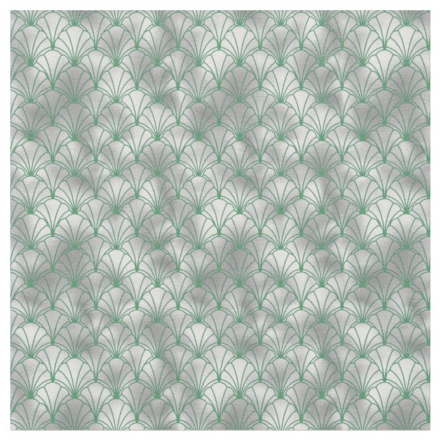 Tecido Elegante Art Déco Prata e Verde (Detalhe)