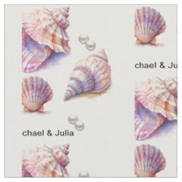 Tecido Elegante Beach Wedding Seashells Pearls Náutico
