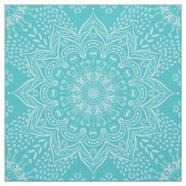 Tecido Elegante Boho Teal Blue Mandala