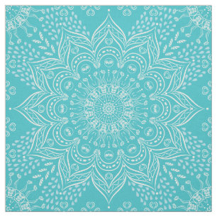 Tecido Elegante Boho Teal Blue Mandala