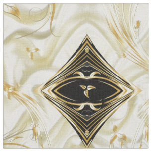 Tecido Elegante Champane seda e ouro flores abstratas Fab