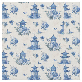 Tecido Elegante de Padrão Azul Chinoiserie