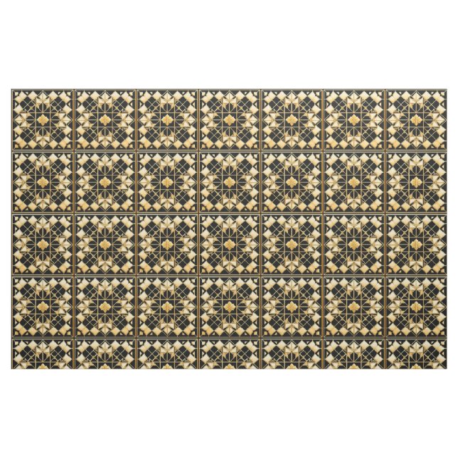 Tecido Elegante Design de Padrão Geométrico Dourado (Fat Quarter)