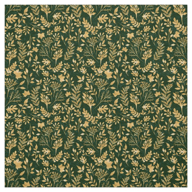 Tecido Elegante, Dourado Design verde da Floresta de Folh (Modelo)