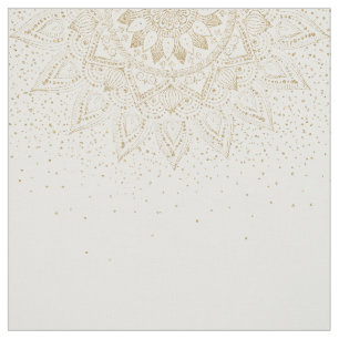 Tecido Elegante Dourado Mandala Confetti Design