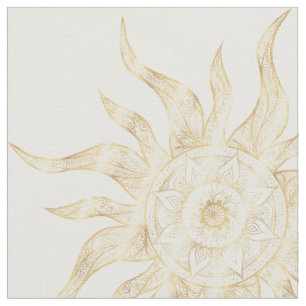 Tecido Elegante Dourado Sun Mandala Design