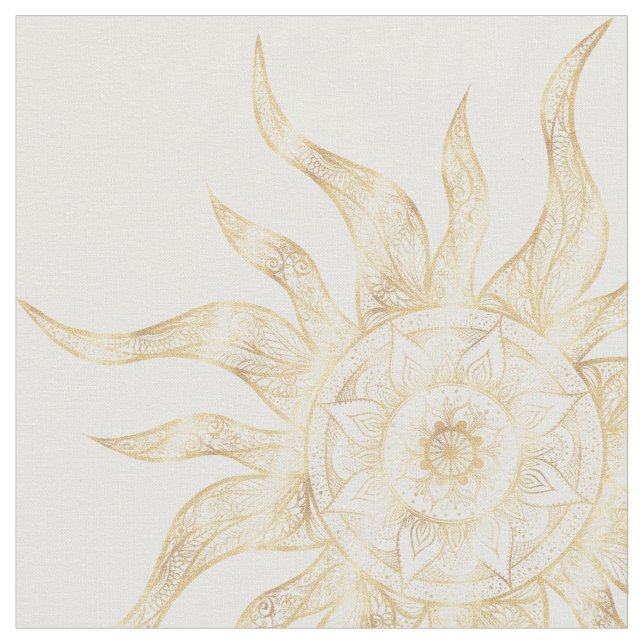 Tecido Elegante Dourado Sun Mandala Design (Detalhe)