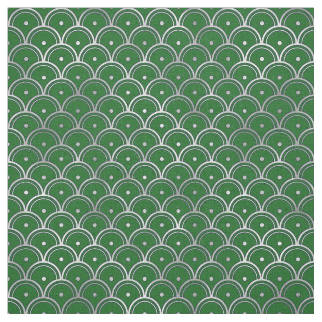 Tecido Elegante Escama Prateada Verde Art Déco (Modelo)