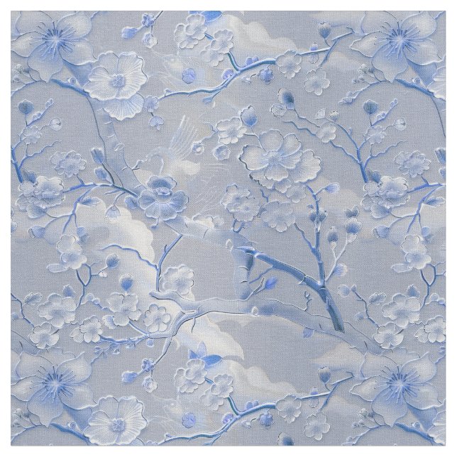 Tecido Elegante esmalte flor cloisonné azul (Detalhe)