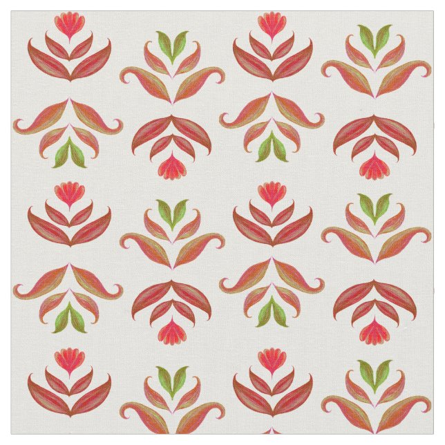 Tecido Elegante Folk Art Floral Impressão Cozy Rustic Aut (Detalhe)