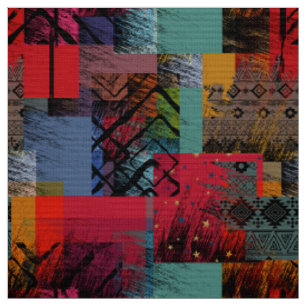Tecido Elegante grunge abstrato colorido da moda
