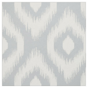 Tecido Elegante padrão étnico Ikat com diamantes em cinza