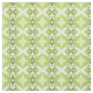 Tecido Elegante padrão tribal Ikat verde oliva lima branc