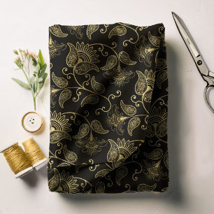 Tecido Elegante Paisley Floral Dourada ID639