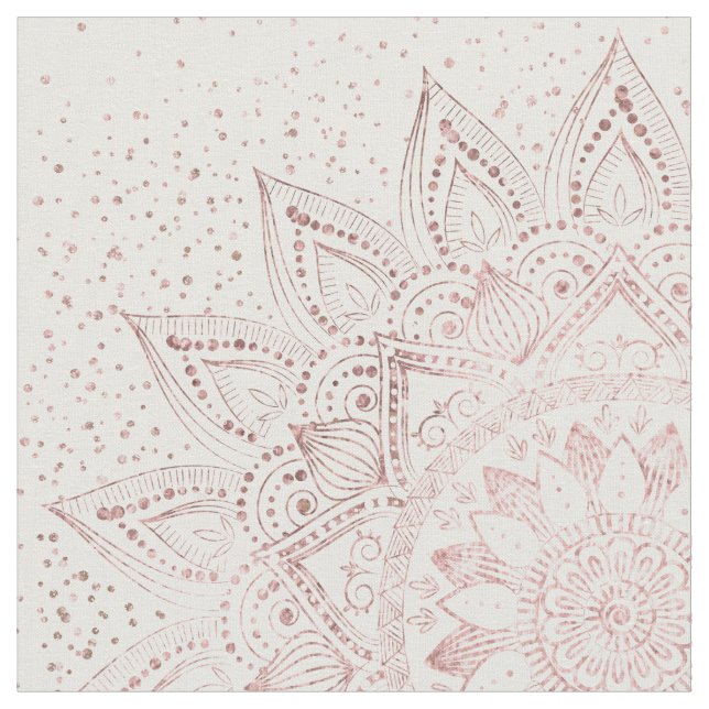 Tecido Elegante Rosa Dourado Dots Mandala (Detalhe)