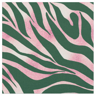 Tecido Elegante Rosa Verde Dourada Zebra
