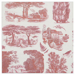 Tecido Elegante Russo Vintage Red Country Toile