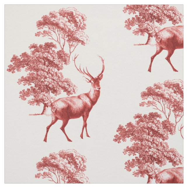 Tecido Elegante Russo Vintage Red Toile Deer (Modelo)