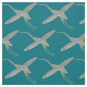 Tecido Elegante Teal & cinza aquosa Pássaros