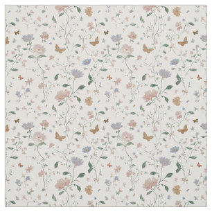 Tecido Elegante Toile-De-Jouy de Flor Silvestre e Borbole