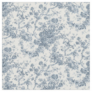 Tecido Elegante Vintage Francês Gravado Floral Toile-Blue