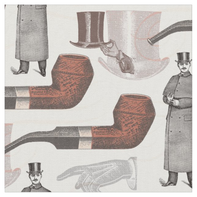 Tecido Elegante Vintage Man in Top Hat Retro (Detalhe)