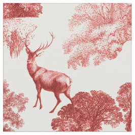 Tecido Elegante Vintage Red Country Toile Deer