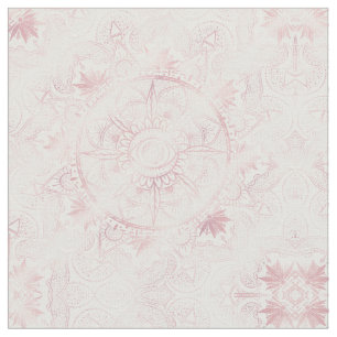Tecido Elegante White Rose Dourada Olho Sol Lua Mandala
