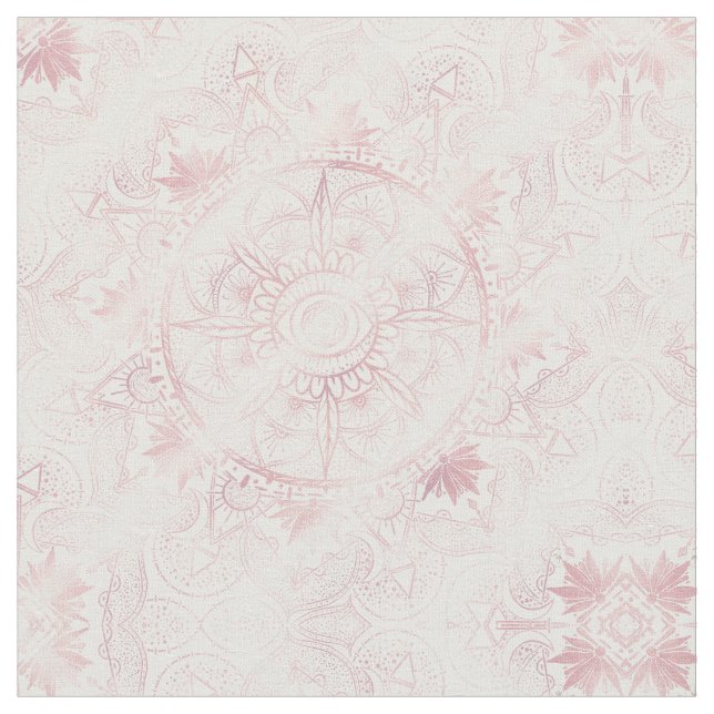 Tecido Elegante White Rose Dourada Olho Sol Lua Mandala (Detalhe)