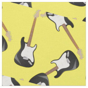 Tecido Elétrico Guitar Musical Room Decor Amarelo