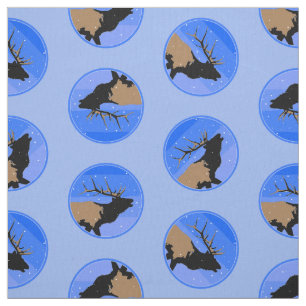 Tecido Elk Bugling no inverno - Arte original sobre a vid