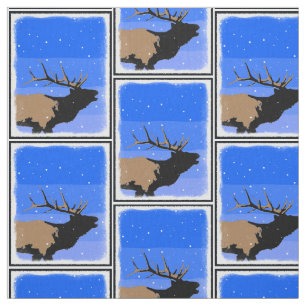 Tecido Elk Bugling no inverno - Arte original sobre a vid