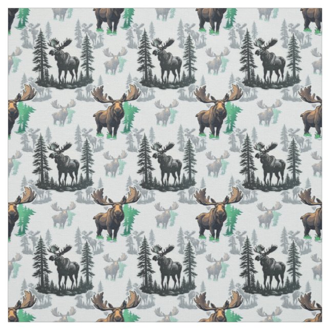 Tecido Elk Moose Antlers Deer Pattern Design (Modelo)