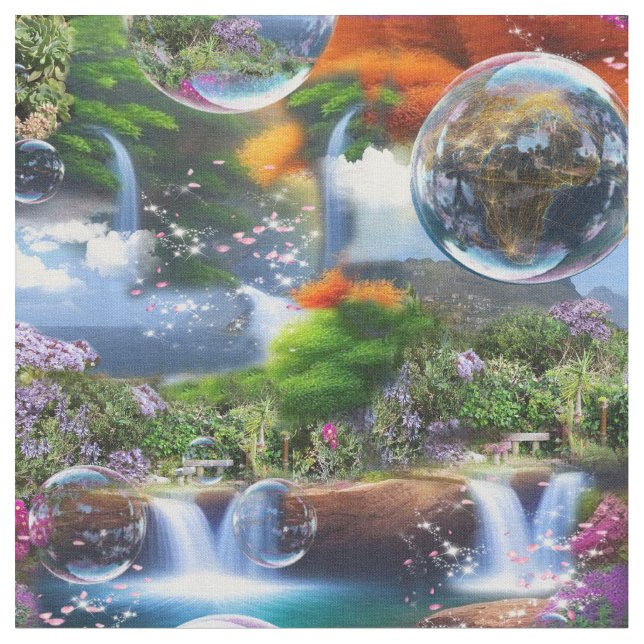 Tecido Em que mundo maravilhoso eu vivo (Detalhe)