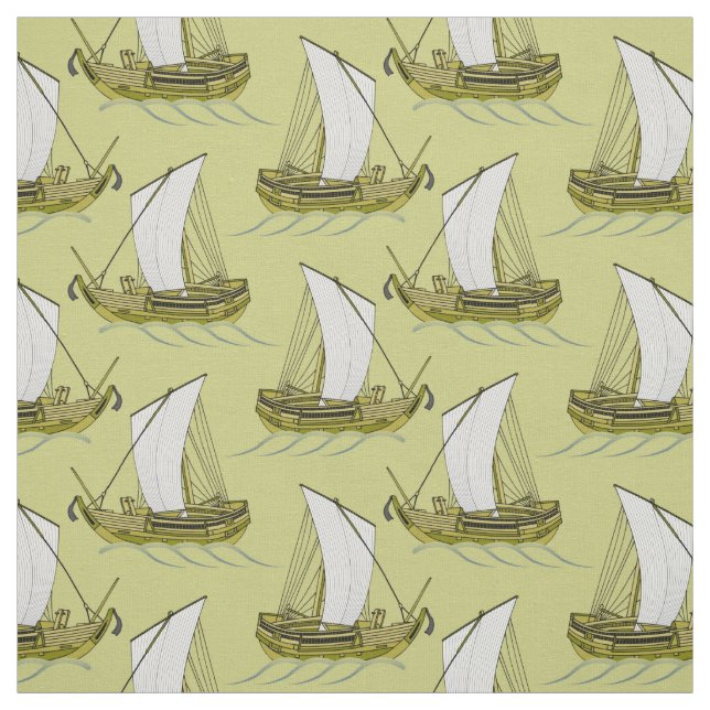 Tecido Embarcações de vela Oceano Verde (Modelo)