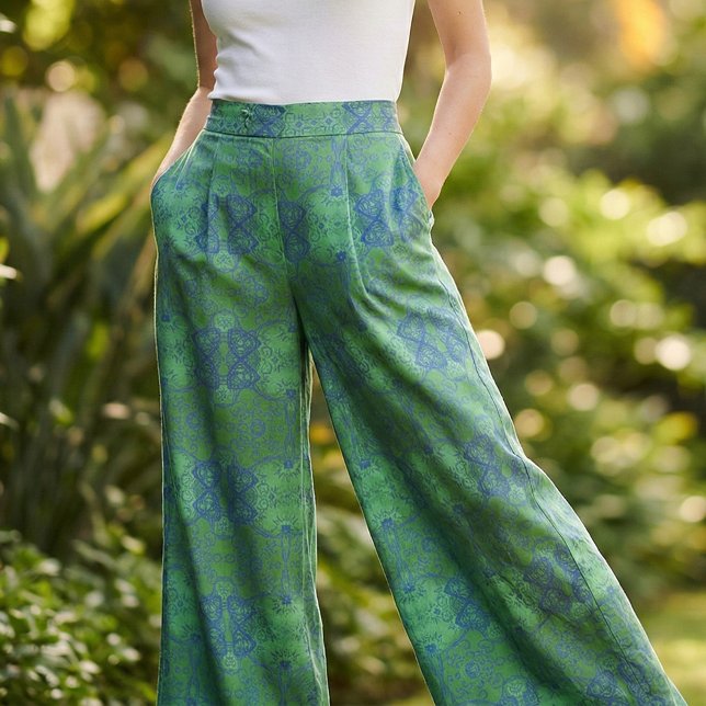 Tecido Emerald Green e Blue Na moda Bohemian Patterian (Criador carregado)