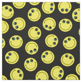 Tecido Emoji amarelo enfrenta no preto
