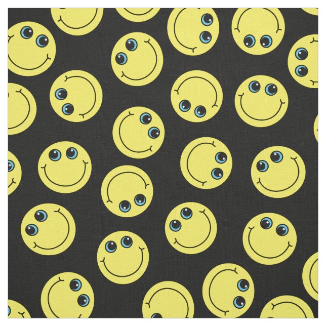 Tecido Emoji amarelo enfrenta no preto (Modelo)