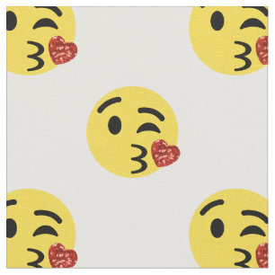 tecido emoji de beijo brilhante