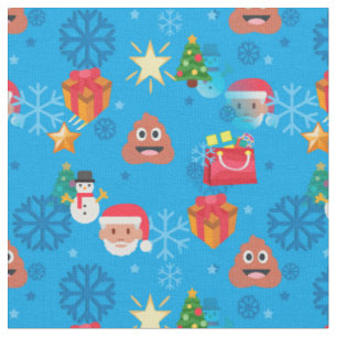 Tecido emoji de Natal azul